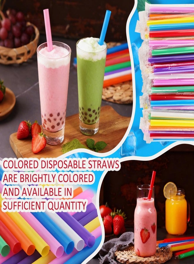 Haundry 100 Pcs Jumbo Smoothie Boba Straws, Colorful Disposable Plastic Straws, Wide-Mouthed Milkshake Straw, Individually Wrapped Straw for Bubble Tea & Thick Beverages, Parties(0.43" Wide X 9.53" Long) - Image 4